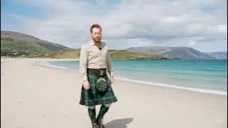 Scotsman Walking On Eoligarry Beach On History Visit To Isle of Barra Outer Hebrides Scotland