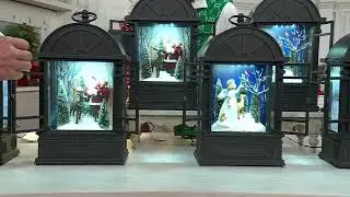 Christmas Time Reflections Illuminated Snowing Lantern by Valerie on QVC