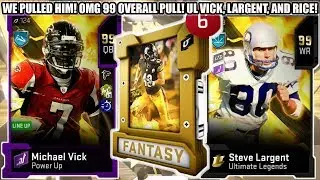 WE PULLED HIM! OMG 99 OVERALL PULL! ULTIMATE LEGENDS VICK, LARGENT, AND RICE! | MADDEN 20
