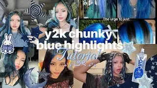 Y2K Chunky Blue Highlights At Home HAIR DYE TUTORIAL