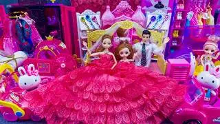 21 Minutes Satisfying Unboxing BARBIE Blue Princess with Pink Doll and Royal Room ASMR | Review