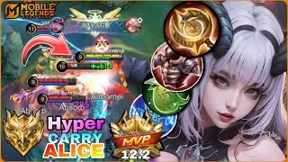 Savage!! Alice Best Build And Emblem | (100% BROKEN!) | Alice Full Gameplay | MLBB