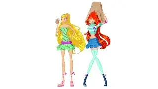 Winx Club drawing: Bloom and Stella shopping (part 1 of 5 - Sketching)(Season 3 promo art)