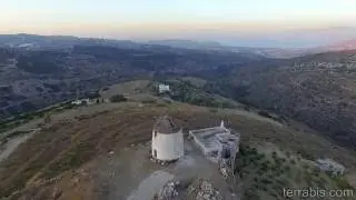 Abandoned Windmills close to the village of Lefkes, Paros island, Greece