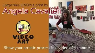 Large Size Linocut Print by Angela Cavalieri || 5 minute art working process video || artist ||