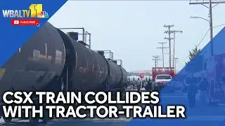 Train collides with tractor trailer in South Baltimore
