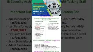 IB Security Assistant, MTS Result 2023 🚨🚔👮&zwj;♂️
