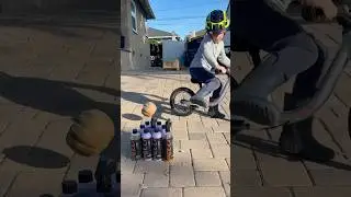 Pumpkin Bike Bowling! 🎳🎃 #balancebike #backyardtrack #skids #optoutside