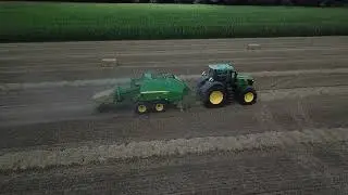 Quaderballen pressen mit John Deere Presse und 6R