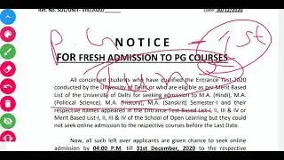 new notification released by SOL || #PG_Admission || new update