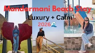Beachfront vibes at Swarnabhoomi Beach Resort🌊🌴 #chinimini777 #beach #travelvlog #mandarmanivlog 