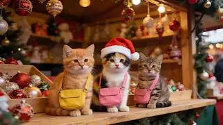 A Cozy Christmas Market Adventure with Kittens 🎄🐾 | Healing Cat Story  #kitten #cat #funny #猫 #cute