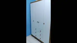  Guarda-Roupa infantil 4 Portas e 3 Gavetas 100% MDF Mimo Branco Brilho/Am&ecirc;ndoa 