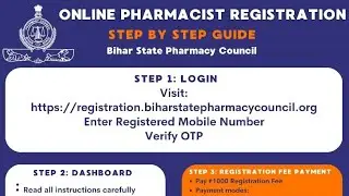 Bihar state pharmacy council Patna ,New registration or Renewal New Online   Online  2026