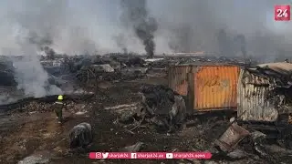 Aftermath of massive fuel tankers fire on Afghanistan-Iran border