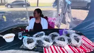 Having some Kuyteav (Cambodian noodle soup) at 7th Street park in Long Beach