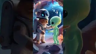 Cat At Space | Meet With Alien 😱 #shorts #cat #alien