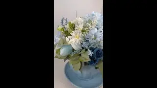 Blue Tulip and Hydrangeas Teacup Flower Arrangement,Mothers Day Gift,Blue Teacup Centerpiece,Bridal