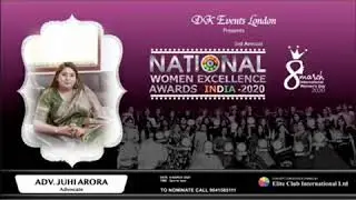 Adv Juhi Arora being honoured with National women excellence award India 2020