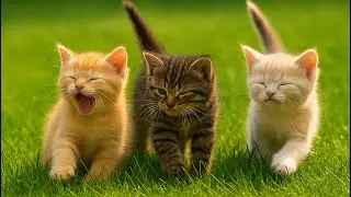 Cute Little Cats Playing On The Green Grass &ndash; Sweet Cat Videos With Sounds