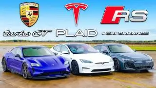 Porsche Turbo GT de 1,000 hp vs Tesla vs Audi RS GT: ARRANCONES