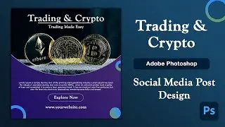 Cryptocurrency Social Media Post Design In Photoshop | Crypto & Trading Graphic Design | Techshalla