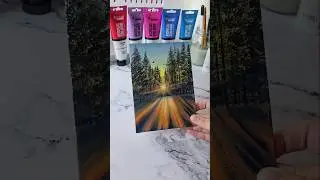 Winter Forest Sunshine 🌞 acrylic painting ideas ##shorts #artvideo #artideas #paintingideas