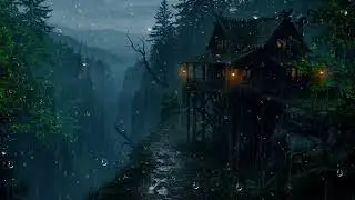 Fall Asleep Fast 🌧️ Heavy Rain & Thunder | Cozy Mountain Cabin Night