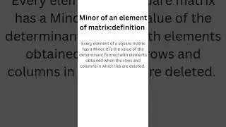 Minor of an element of matrix(definition)|s4 BA economics|1 mark questions#shorts#matrix#baeconomics