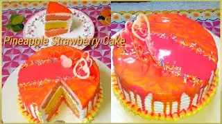 Pineapple Strawberry cake//New pinestraw cake//Variety truffle cake/manaz kitchen