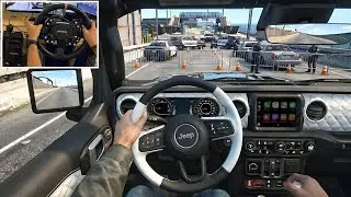 GTA 5 - Realistic Taxi Uber Job | Jeep Gladiator  | POV Drive | Steering Wheel Gameplay