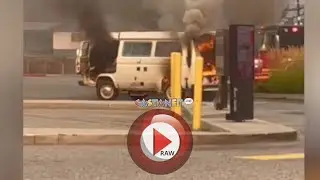 Van on fire