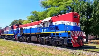 [4K] Lindo, variado y colorido tren vacio de NCA pasando por Marcos Juárez rumbo al oeste!!!!!!
