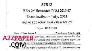 Mdu BBA 2nd Sem Economics Question Paper 2021