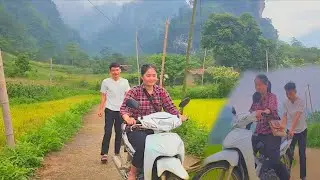 Police officer Thuan taught Dung to ride a motorbike.