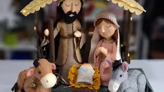 Nacimiento en pa&ntilde;o lency / fieltro. Tutorial live  10 Primera parte
