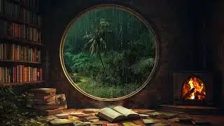 Tranquil Cave Retreat with Rain and Fire Sounds for Healing and Sleep
