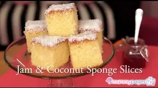 Jam & Coconut Sponge Slices