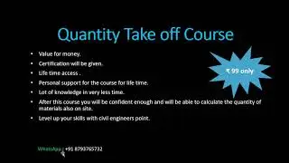 Civil Engineering Quantity Take off course with certification.