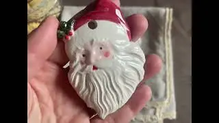 Babbo Natale Decorazione di Ceramica fatta e dipinta a mano, Idea Regalo Natale, Ornamento Natalizio