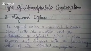 Keyword Cipher | Type of Monoalphabetic Cryptosystem | Encryption and Decryption