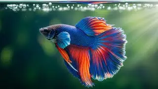 Beautiful Betta Fish Swimming in 4K | 1 Hour Relaxing Aquarium Sounds