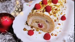 The Best Christmas Swiss Roll | Raspberry Roll Cake | Mascarpone and White Chocolate Roll | Cakes🎄⚛️