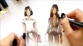 Фрагмента курса Fashion dress рисуем черную одежду