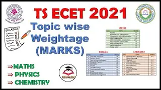 TS ECET 2021 TOPIC WISE MARKS WEIGHTAGE | MATHS | PHYSICS | CHEMISTRY | ALL TOPICS|  Edutalks