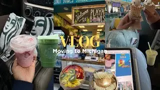 Moving to Michigan vlog🧳| airport struggles | gallavanting in Michigan | Starbucks & food runs