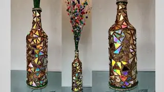 BOTTLE CRAFT | WASTE BOTTLE  AND CD CRAFT |  GLASS BOTTLE DECORATION IDEAS 250