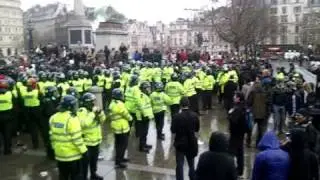 Police kettle Trafalgar Square in anti-cuts protest
