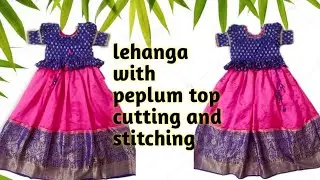 10years girl lehenga with peplum topcutting and stitching //lehenga, blouse design