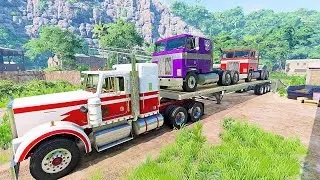 Flatbed Trailer Triple Truck Loading - Rough Road Test - BeamNG.drive #38#beamng